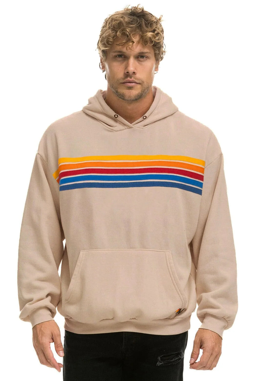 Aviator Nation Unisex Relaxed Pullover Hoodie - Sand