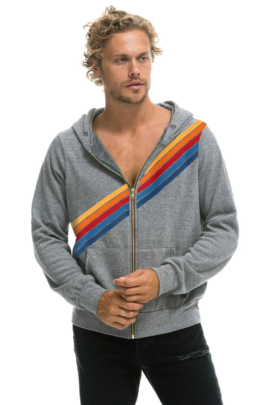 Aviator Nation Unisex Disco Zip Hoodie - Heather Grey
