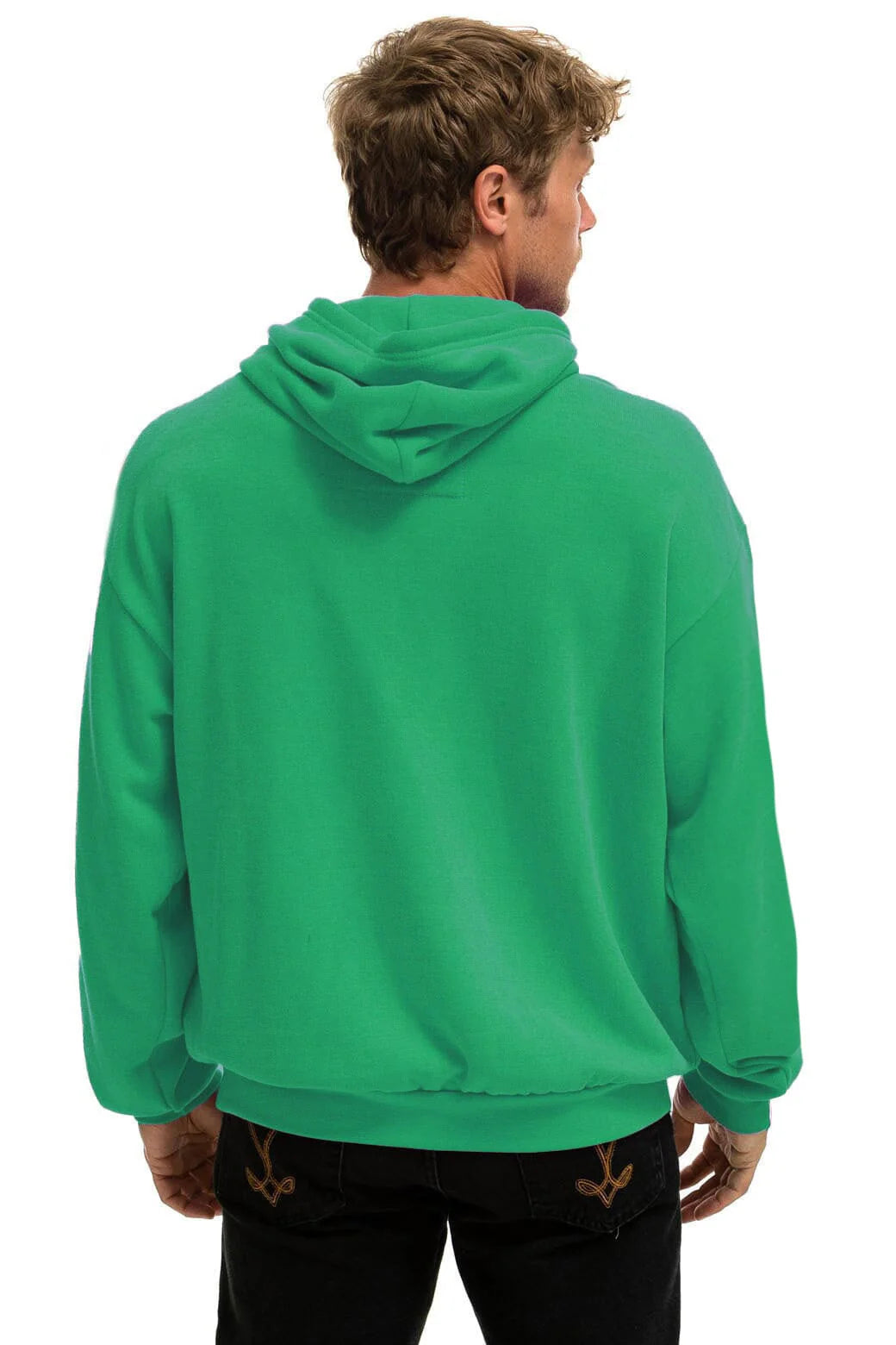 Aviator Nation Unisex Bolt Stitch Relaxed Pullover Hoodie  - Kelly Green / White