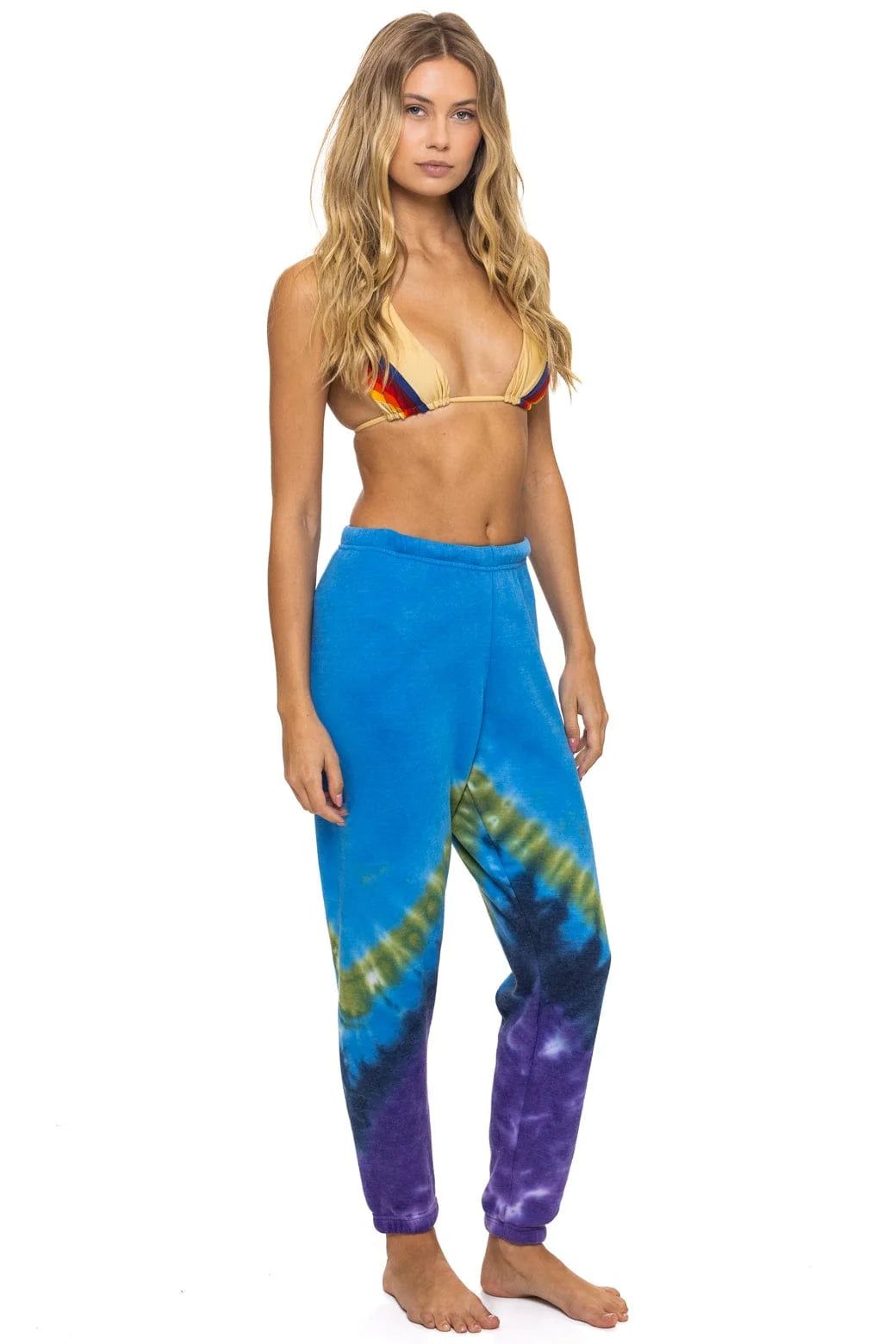 Aviator Nation Hand Dyed V Sweatpants - Tie Dye Ocean / Purple