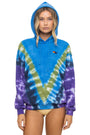 Aviator Nation Unisex Hand Dyed V Relaxed Pullover Hoodie - Tie Dye Ocean / Purple
