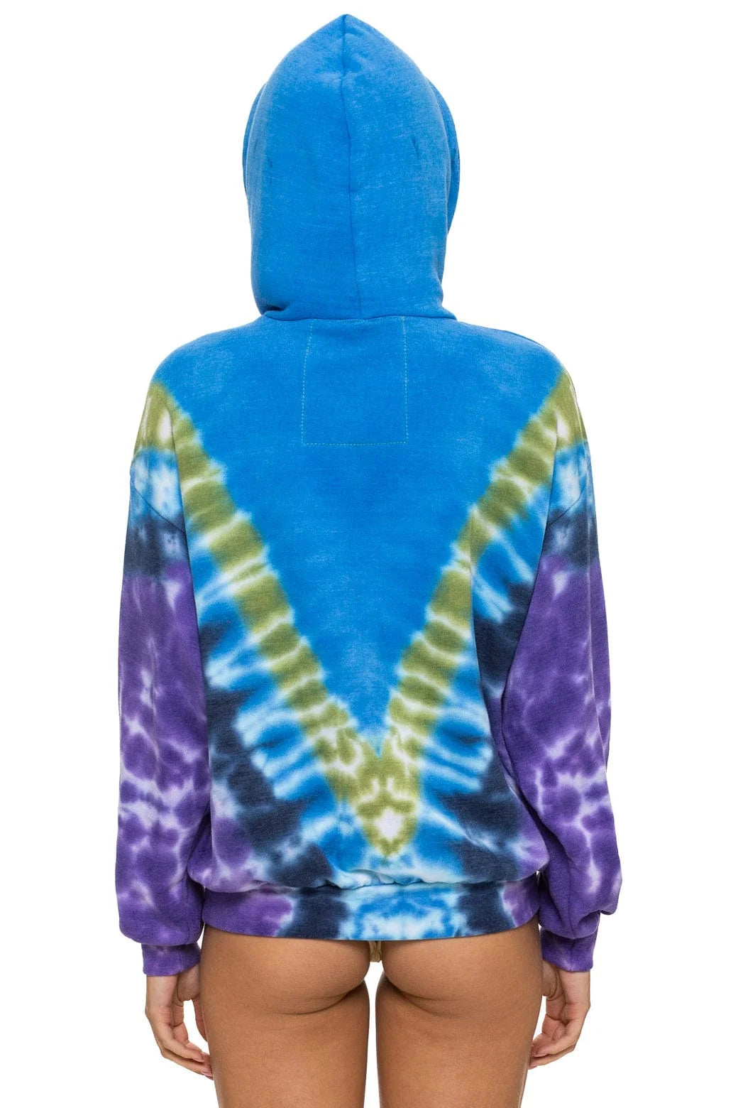 Aviator Nation Unisex Hand Dyed V Relaxed Pullover Hoodie - Tie Dye Ocean / Purple