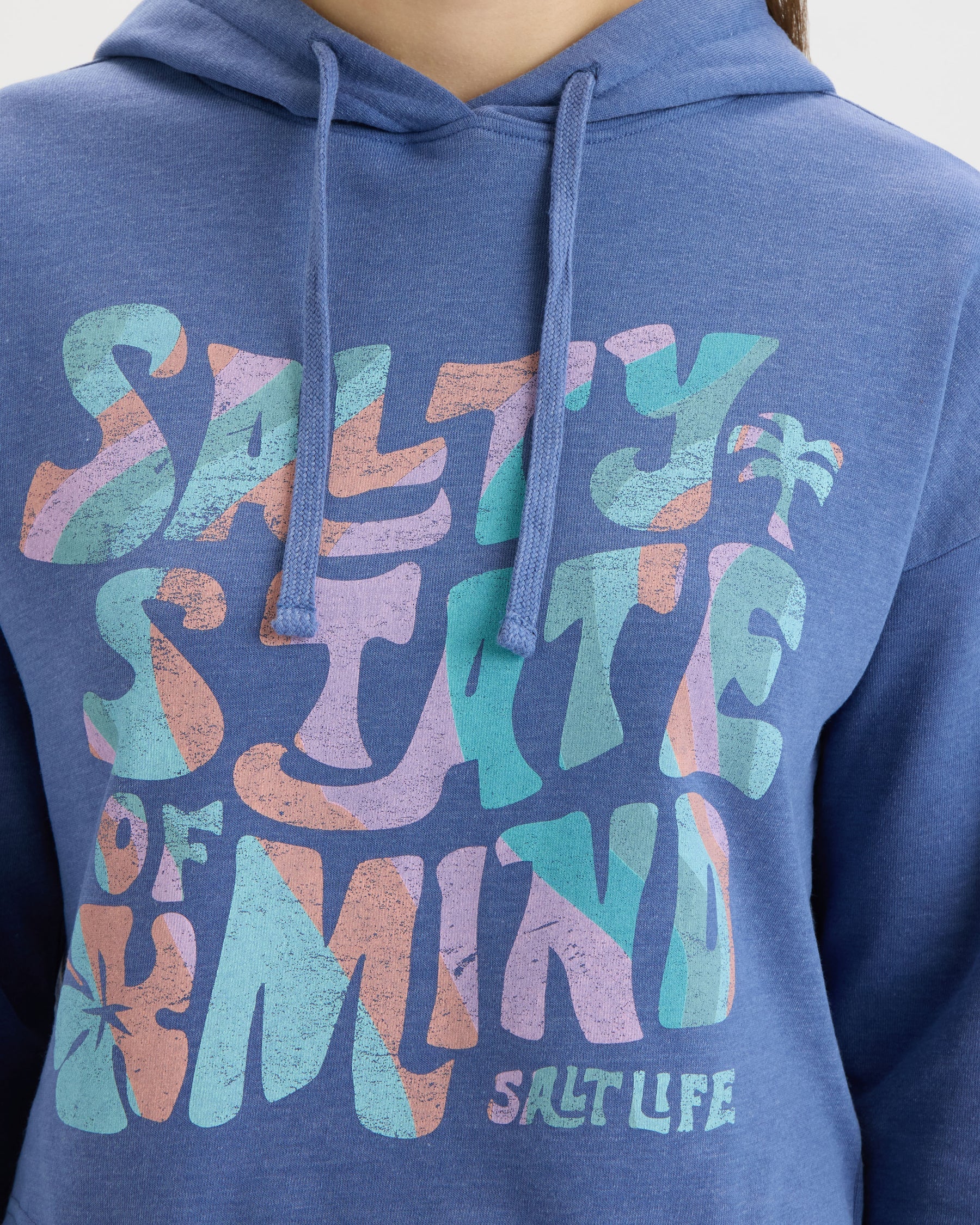 Salt Life Salty Mind Cropped Hoodie - Indigo