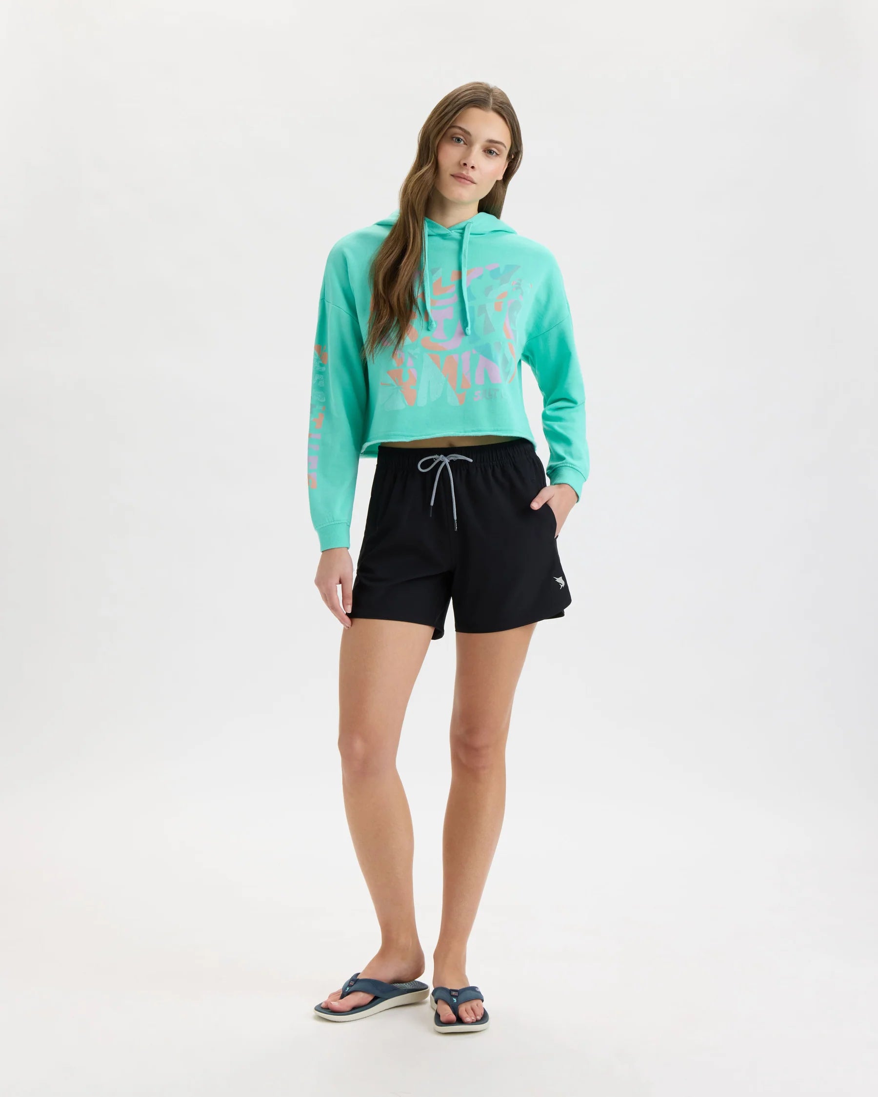 Salt Life Salty Mind Cropped Hoodie - Pool Blue