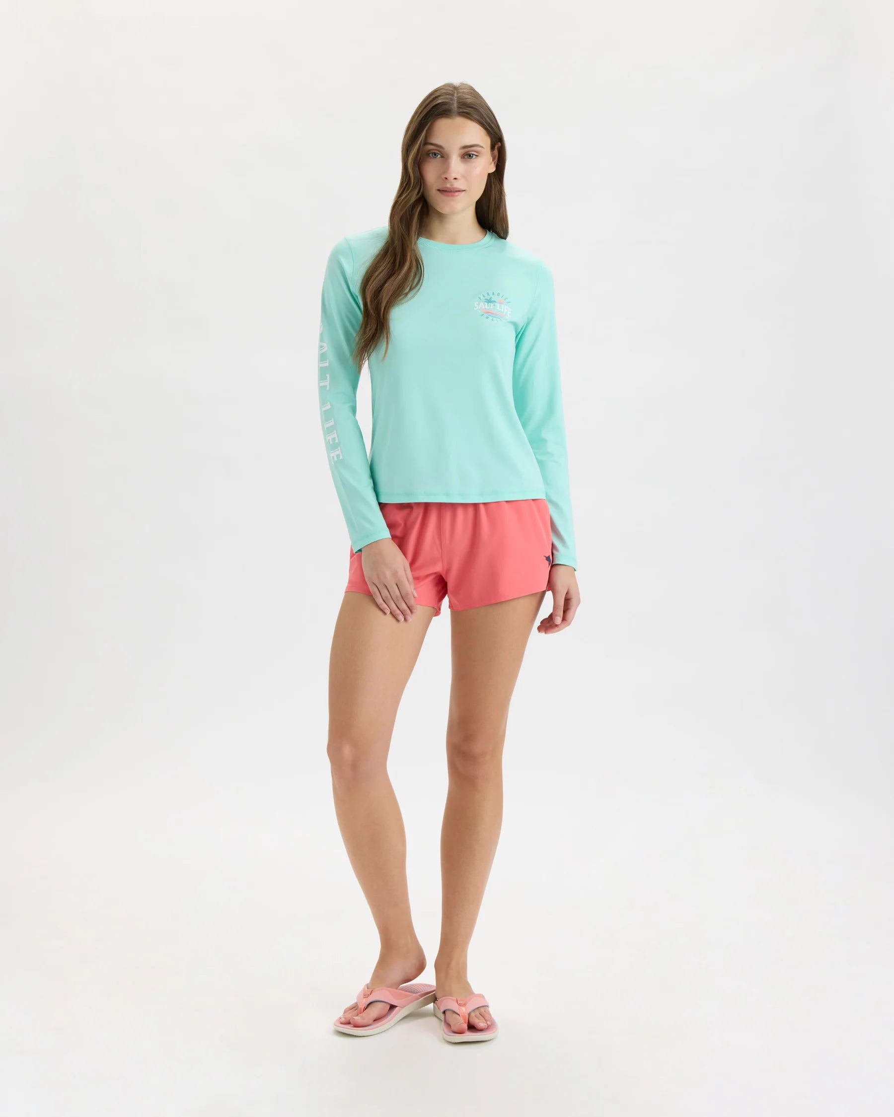 Salt Life Paradise Awaits SLX Performance Long Sleeve Tee - Aruba Heather