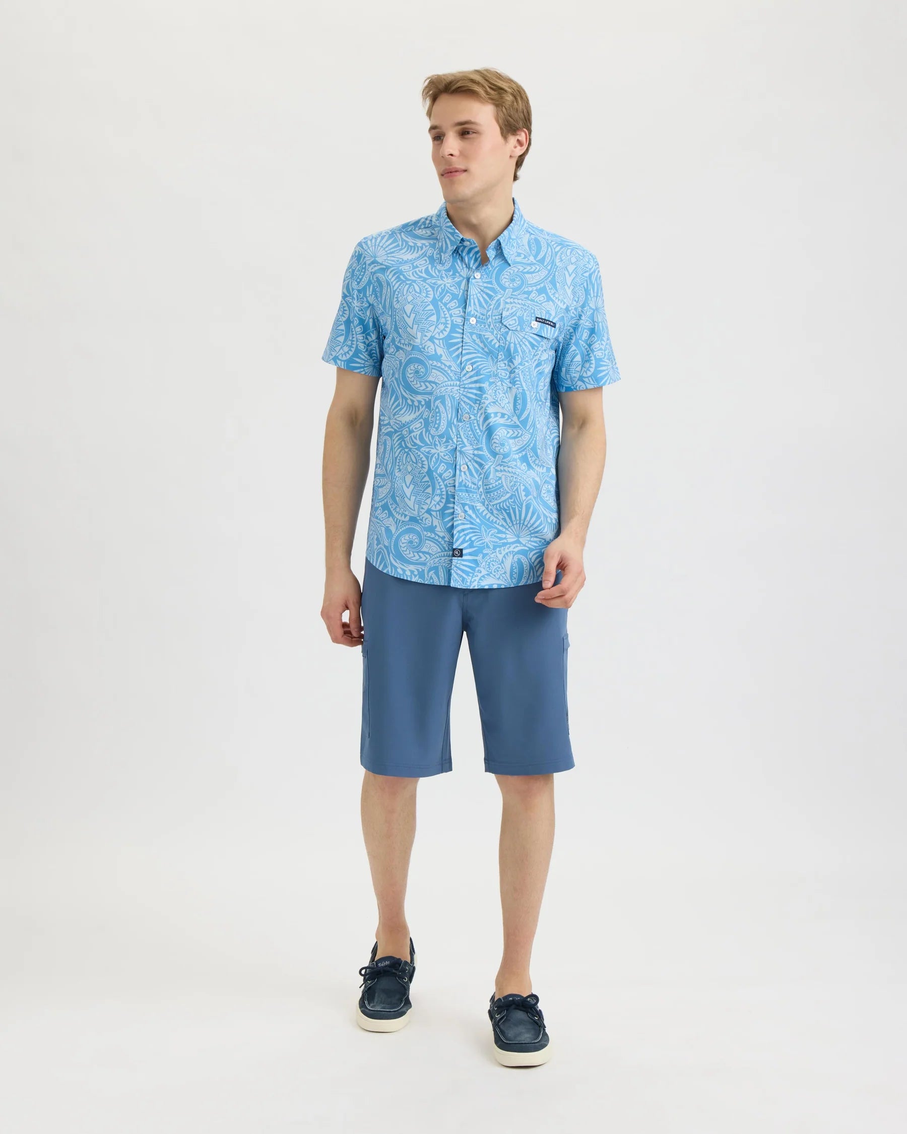 Salt Life Tribal SLX Performance Woven Shirt - Azure
