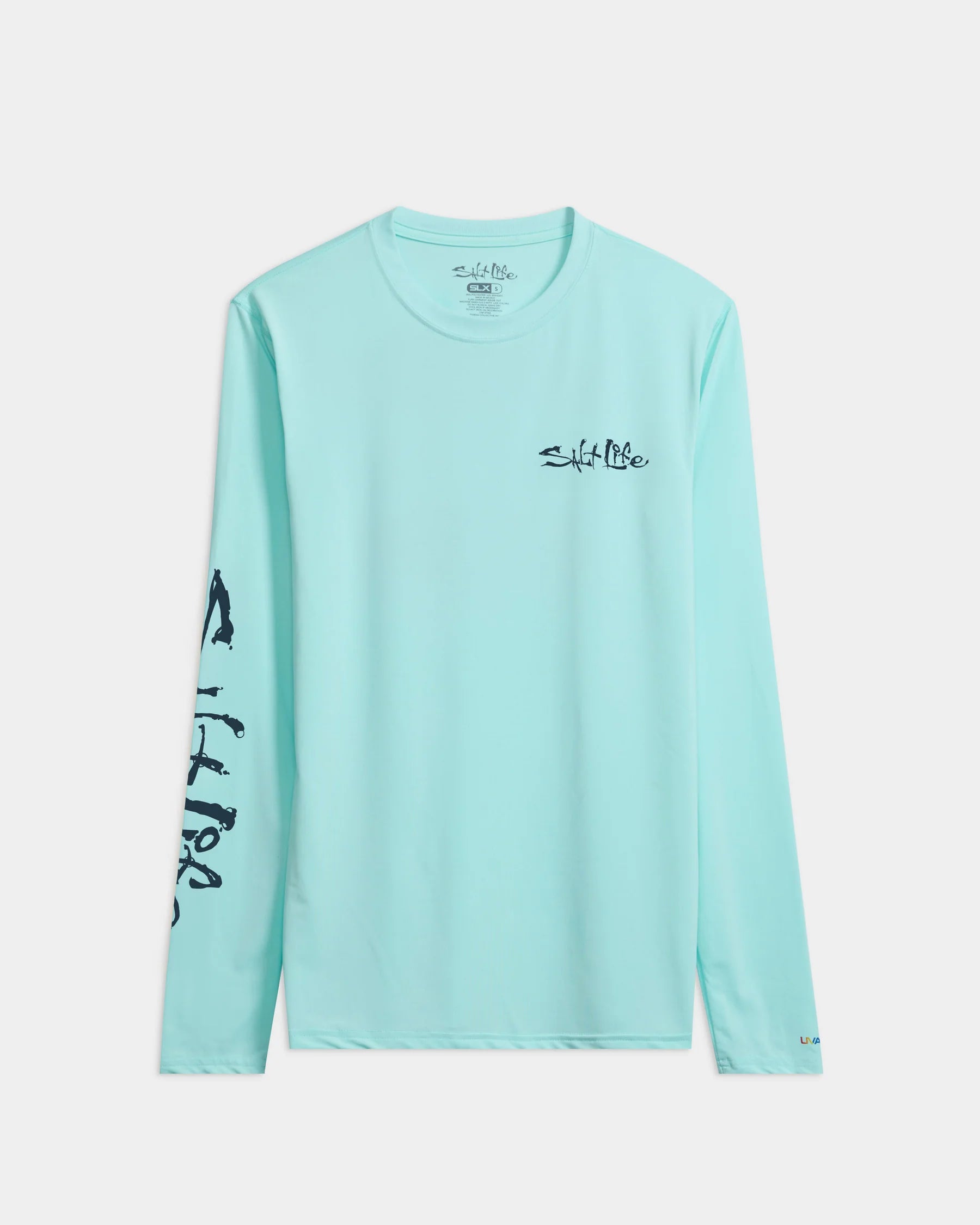 Salt Life Liquid Depth Badge Long Sleeve SLX Performance Tee - Light Aruba Heather