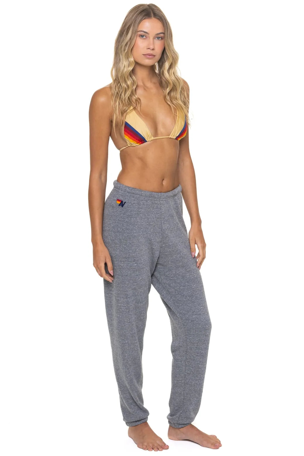 Aviator Nation Bolt Stitch Sweatpants - Heather Grey