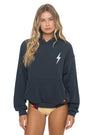 Aviator Nation Unisex Bolt Stitch Relaxed Pullover Hoodie  - Charcoal / White