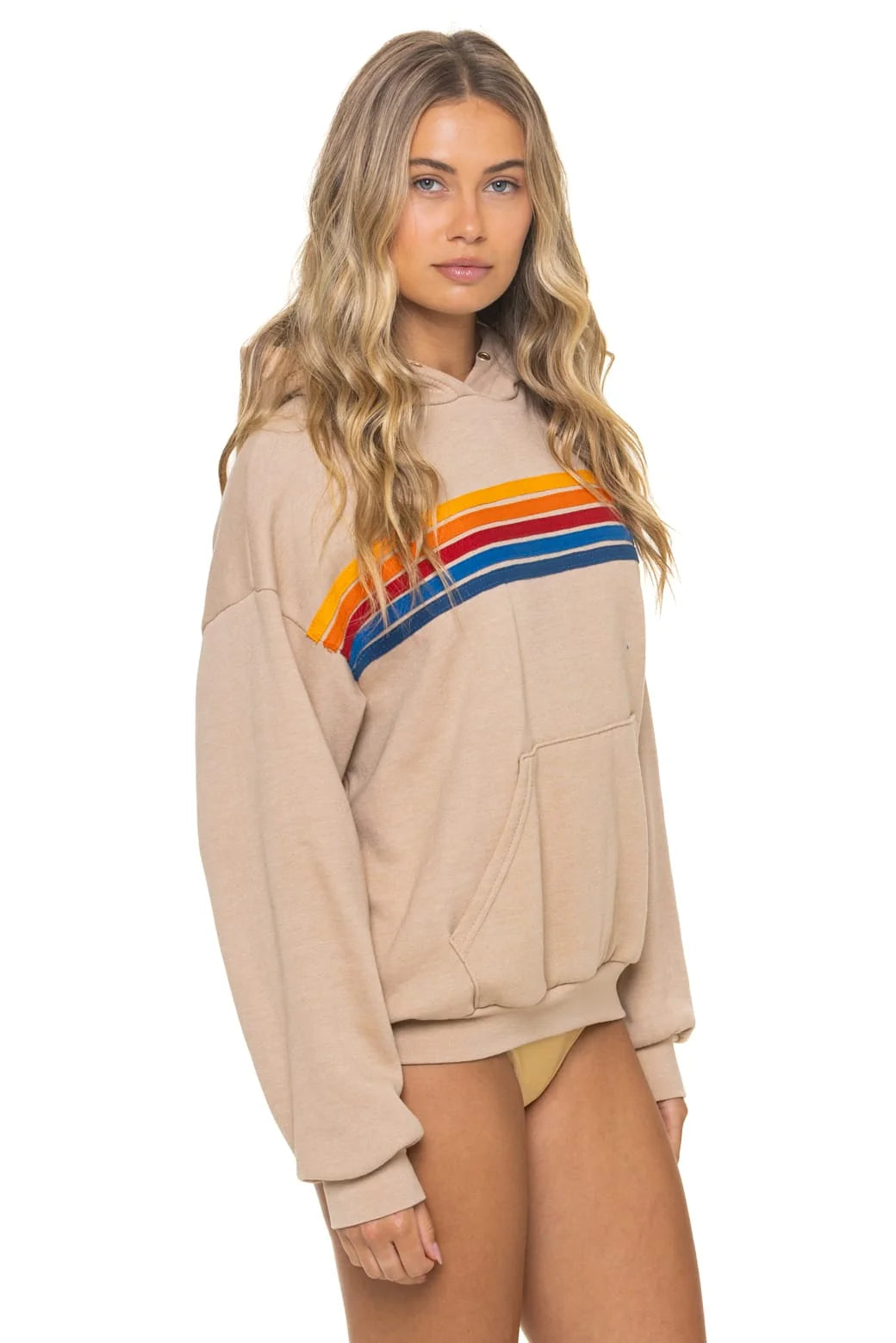 Aviator Nation Unisex Relaxed Pullover Hoodie - Sand