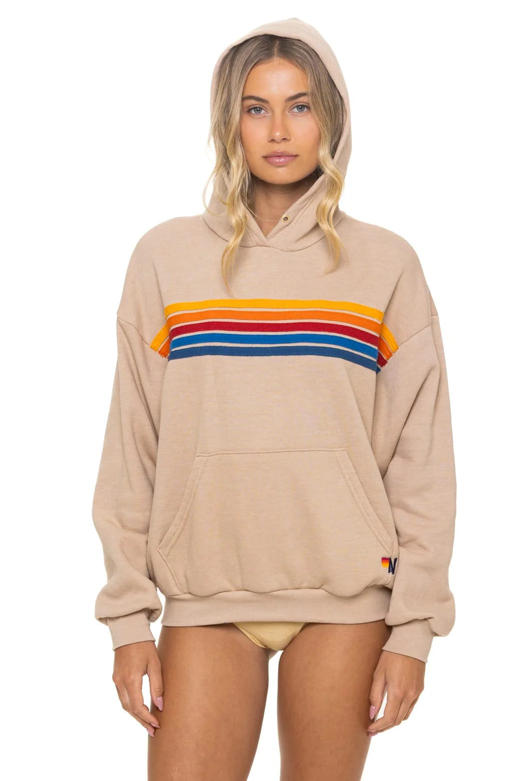 Aviator Nation Unisex Relaxed Pullover Hoodie - Sand