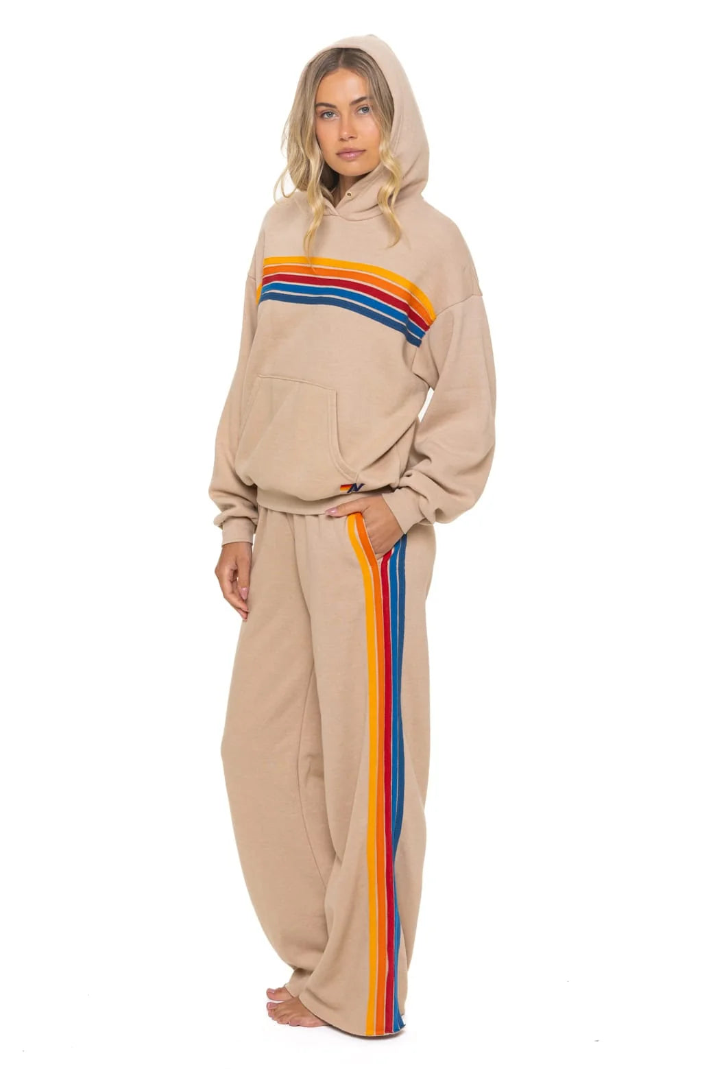 Aviator Nation Unisex Relaxed Pullover Hoodie - Sand