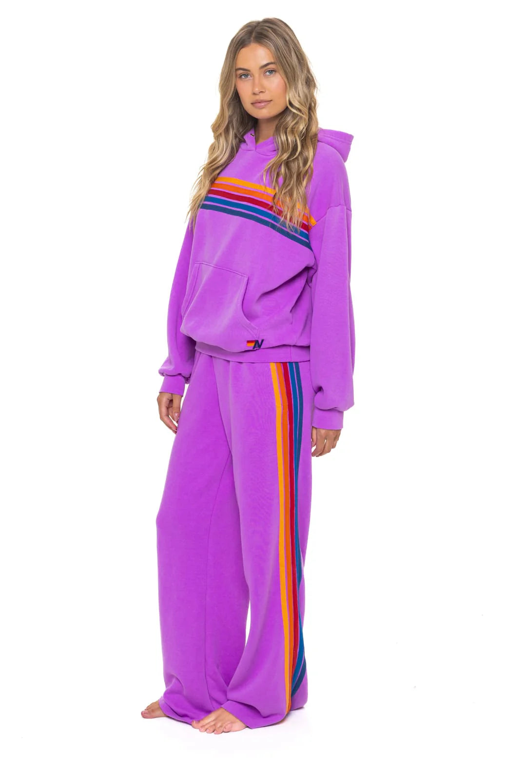 Aviator Nation Unisex Relaxed Pullover Hoodie - Neon Purple