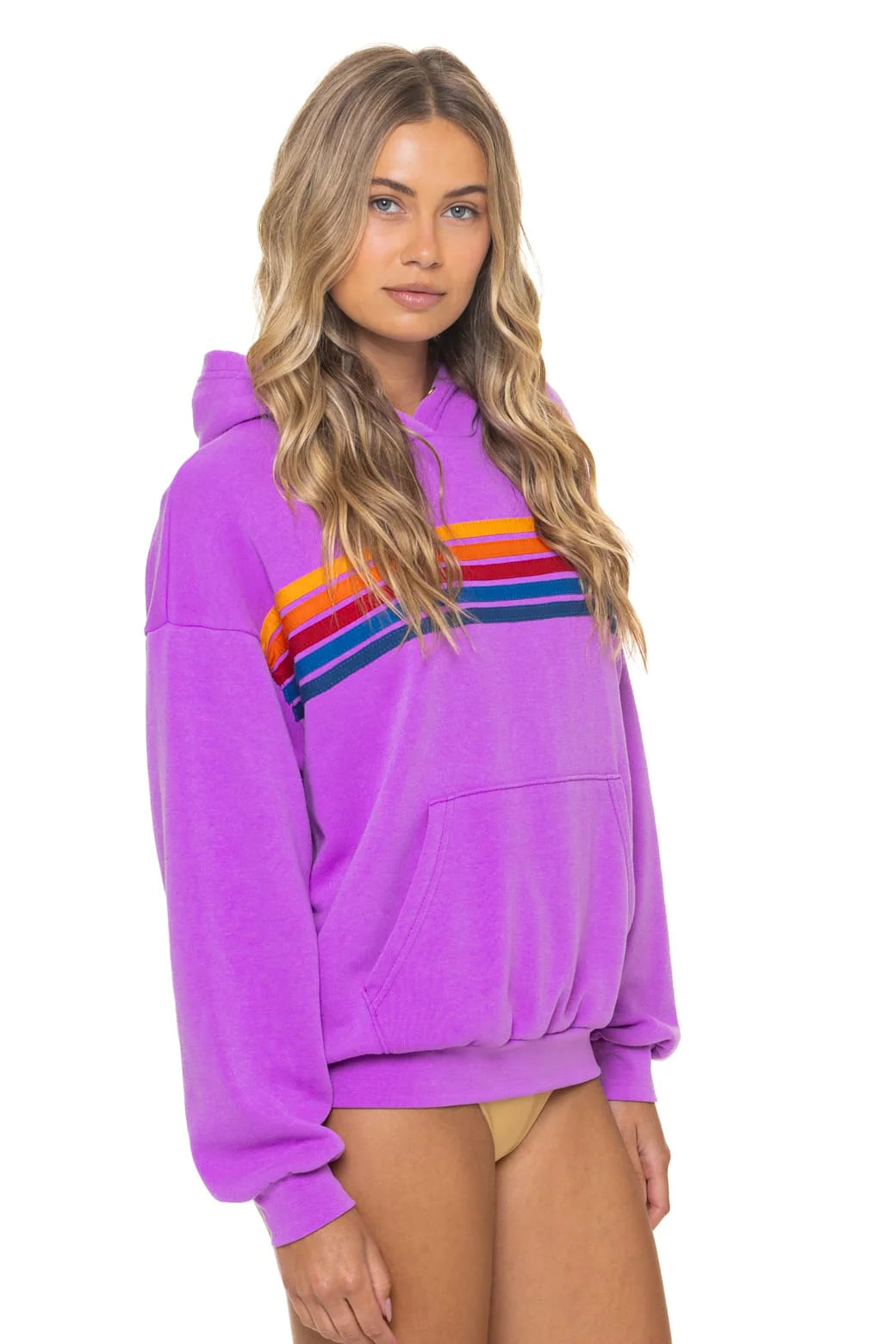 Aviator Nation Unisex Relaxed Pullover Hoodie - Neon Purple