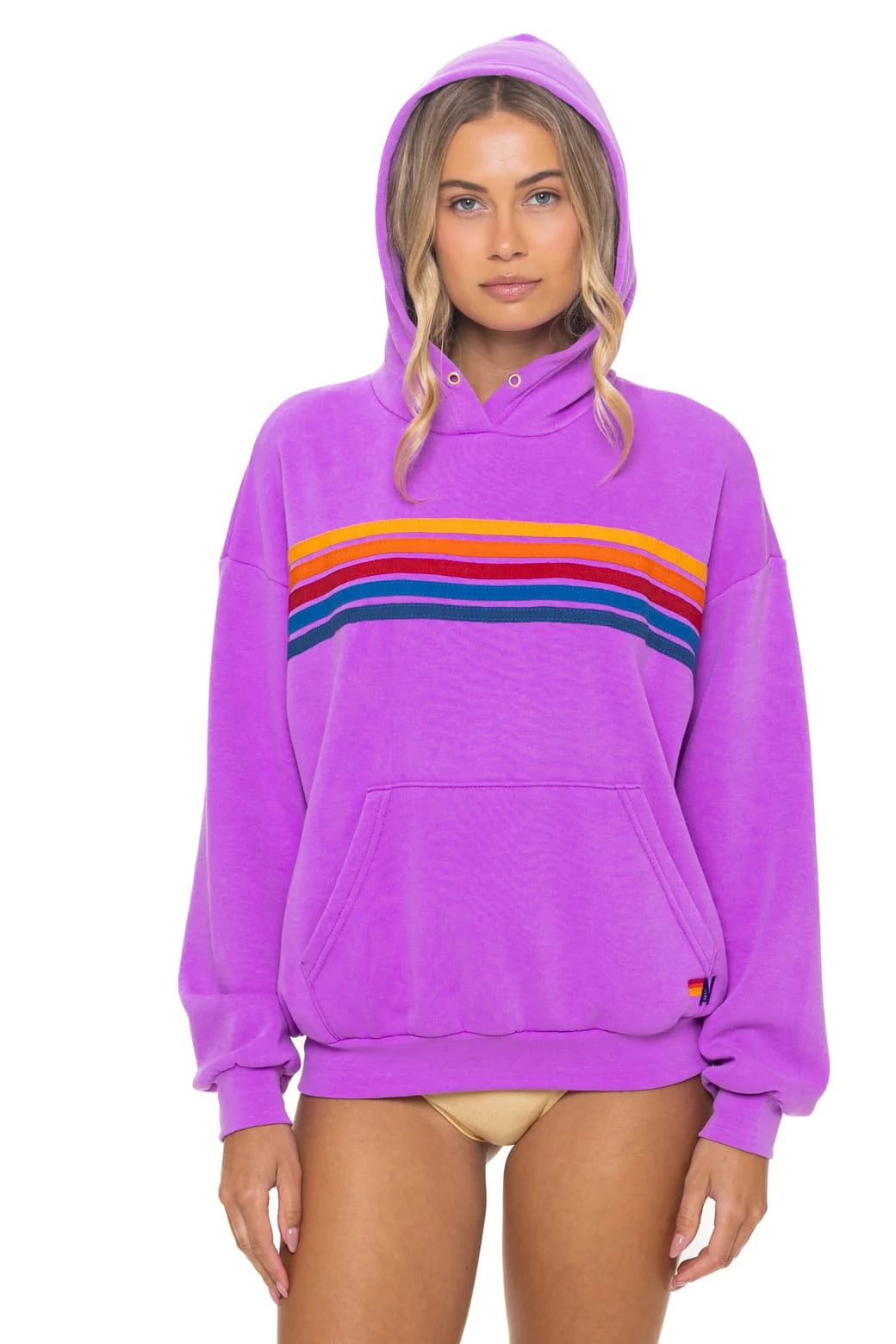 Aviator Nation Unisex Relaxed Pullover Hoodie - Neon Purple