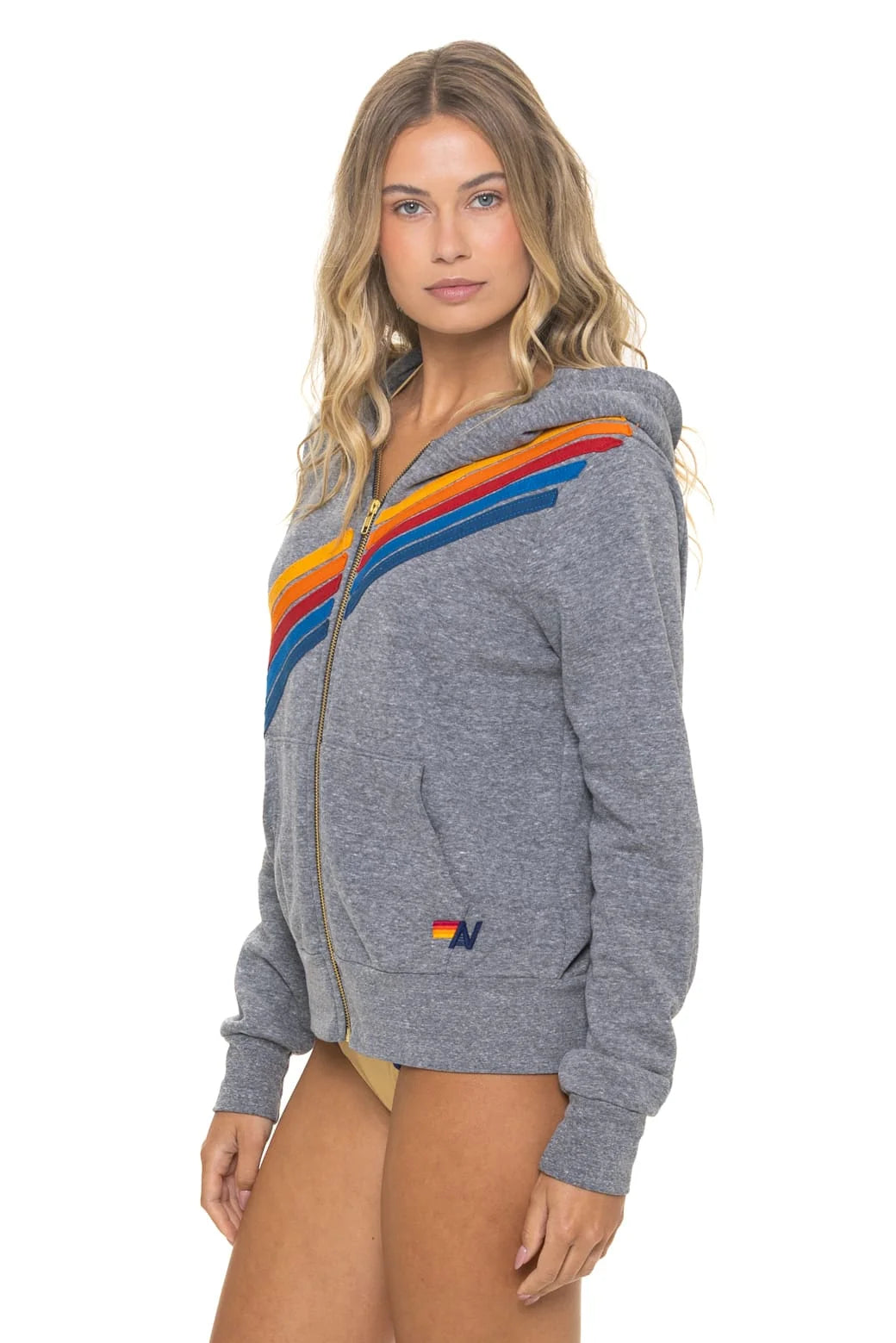 Aviator Nation Unisex Disco Zip Hoodie - Heather Grey