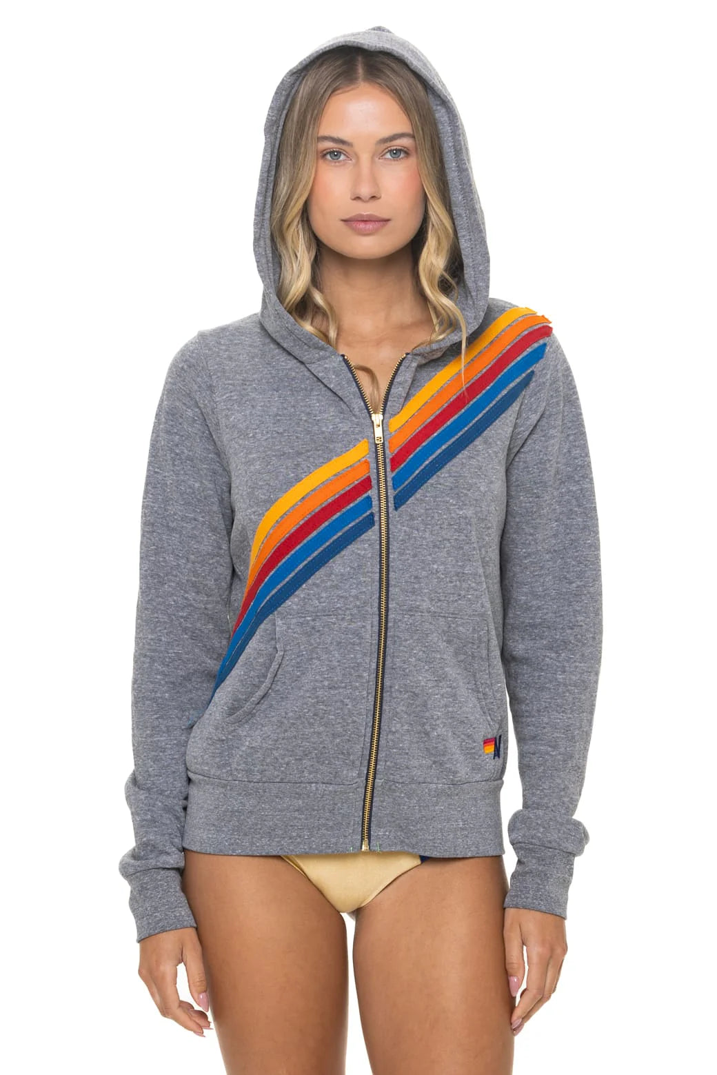Aviator Nation Unisex Disco Zip Hoodie - Heather Grey