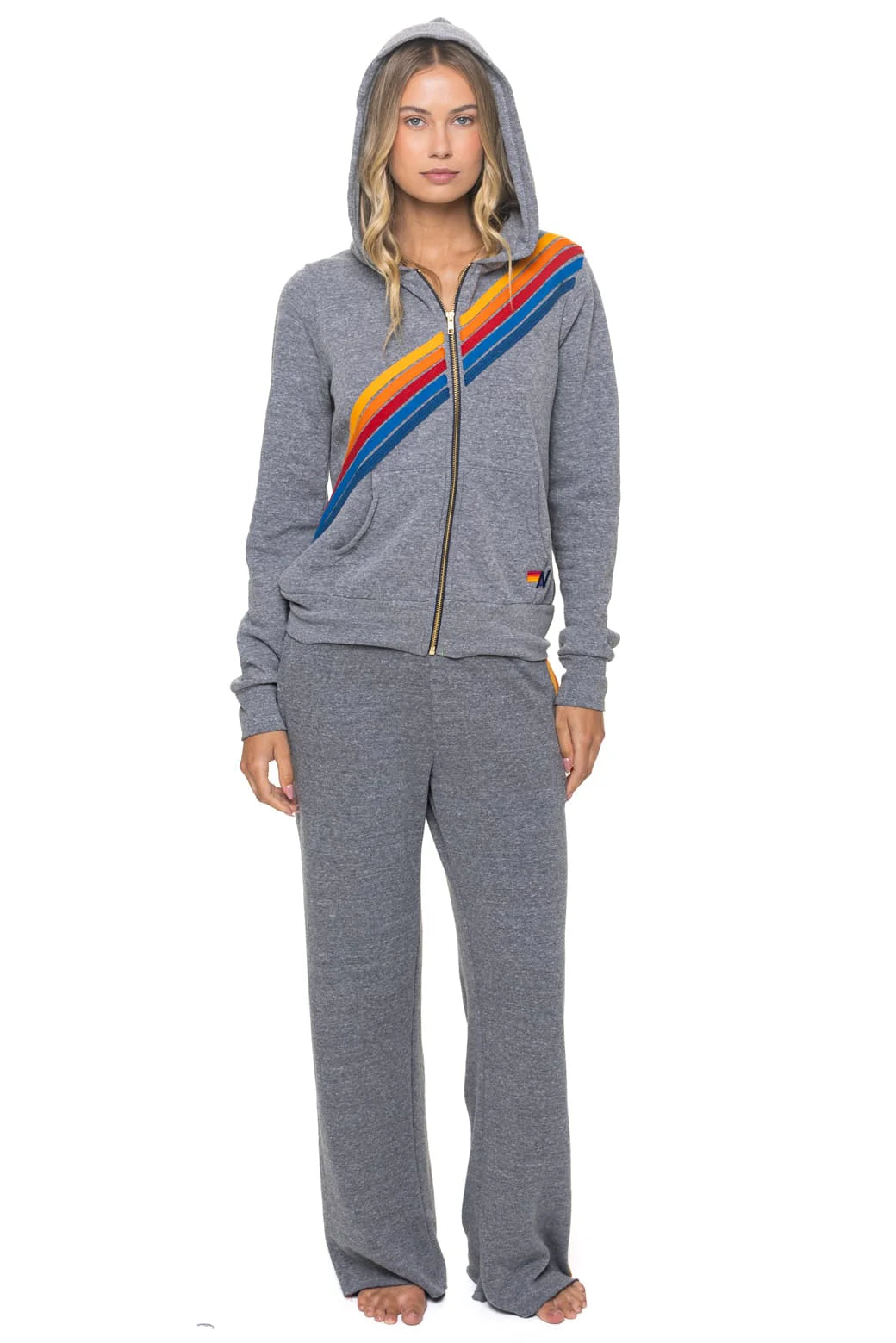 Aviator Nation Unisex Disco Zip Hoodie - Heather Grey