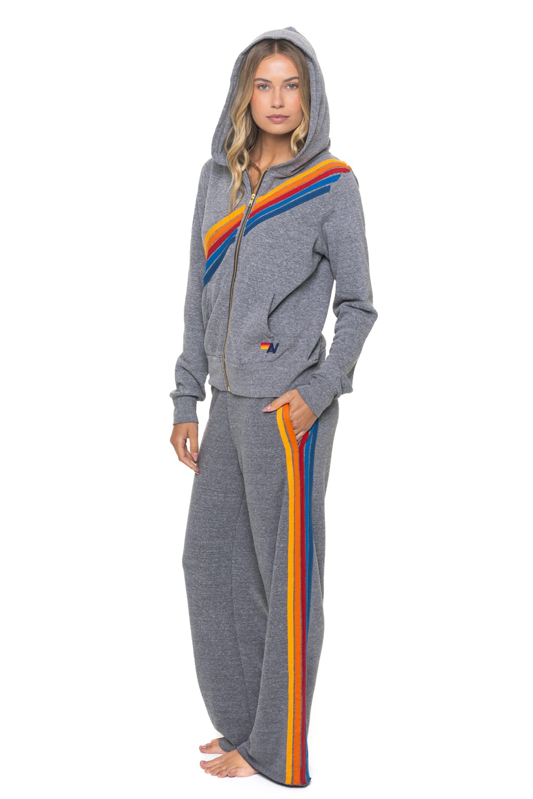 Aviator Nation Unisex Disco Zip Hoodie - Heather Grey