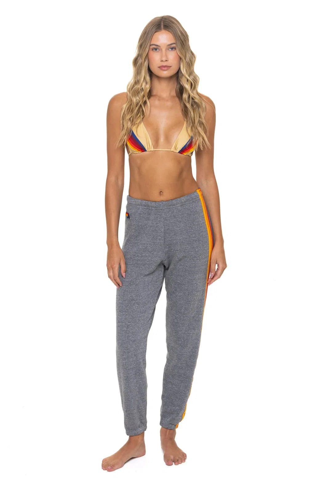 Aviator Nation 5 Stripe Sweatpants - Heather Grey