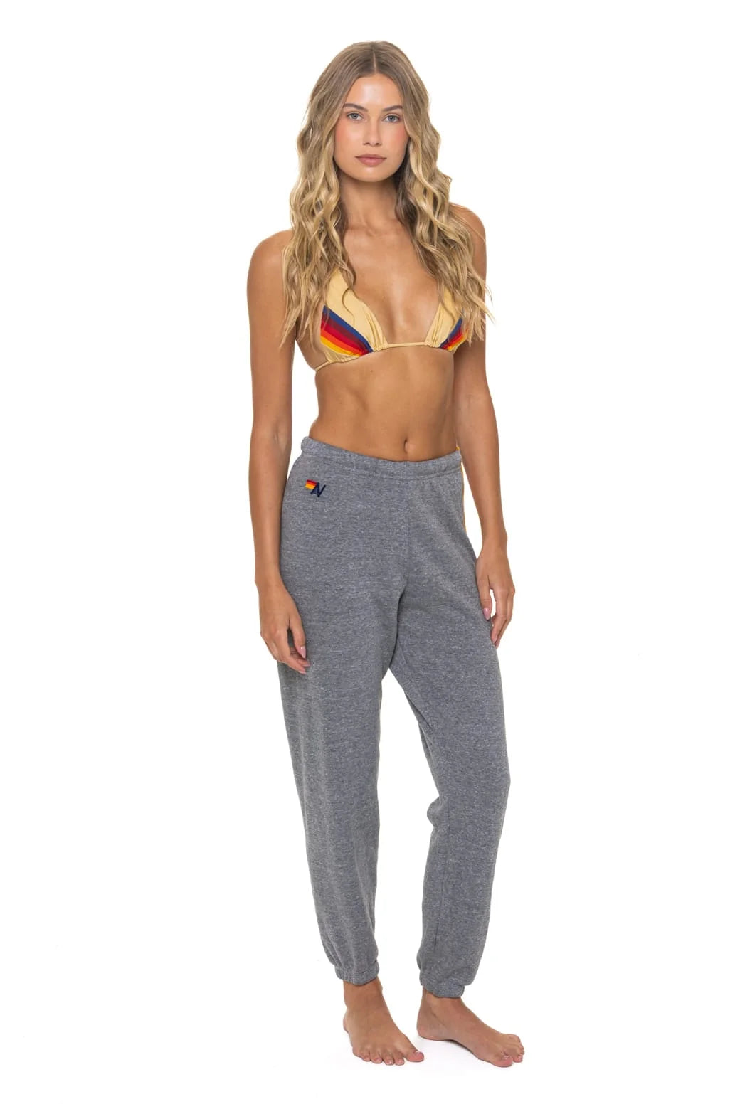 Aviator Nation 5 Stripe Sweatpants - Heather Grey