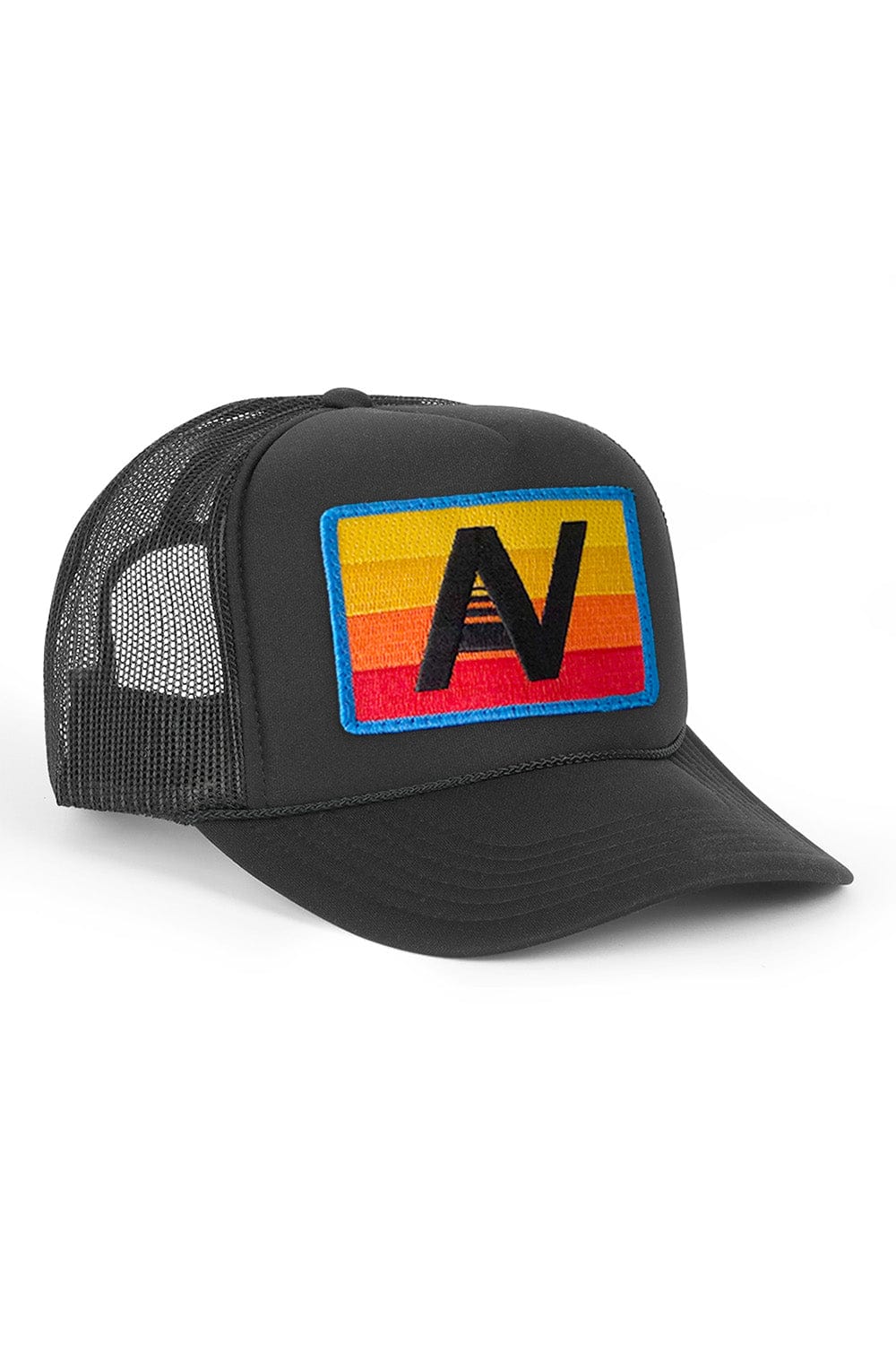Aviator Nation Unisex Rainbow Vintage Trucker Hat - Black