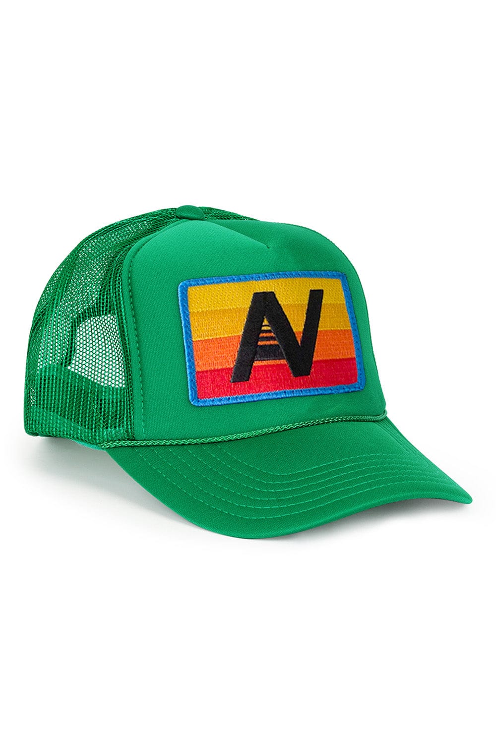 Aviator Nation Unisex Rainbow Vintage Trucker Hat - Kelly Green