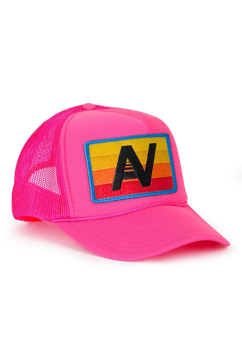 Aviator Nation Unisex Rainbow Vintage Trucker Hat - Neon Pink