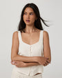 Vuori Trestles Twill Button Front Top - Natural