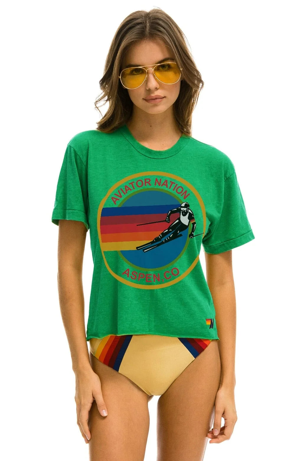 Aviator Nation Aspen Boyfriend Tee - Kelly Green