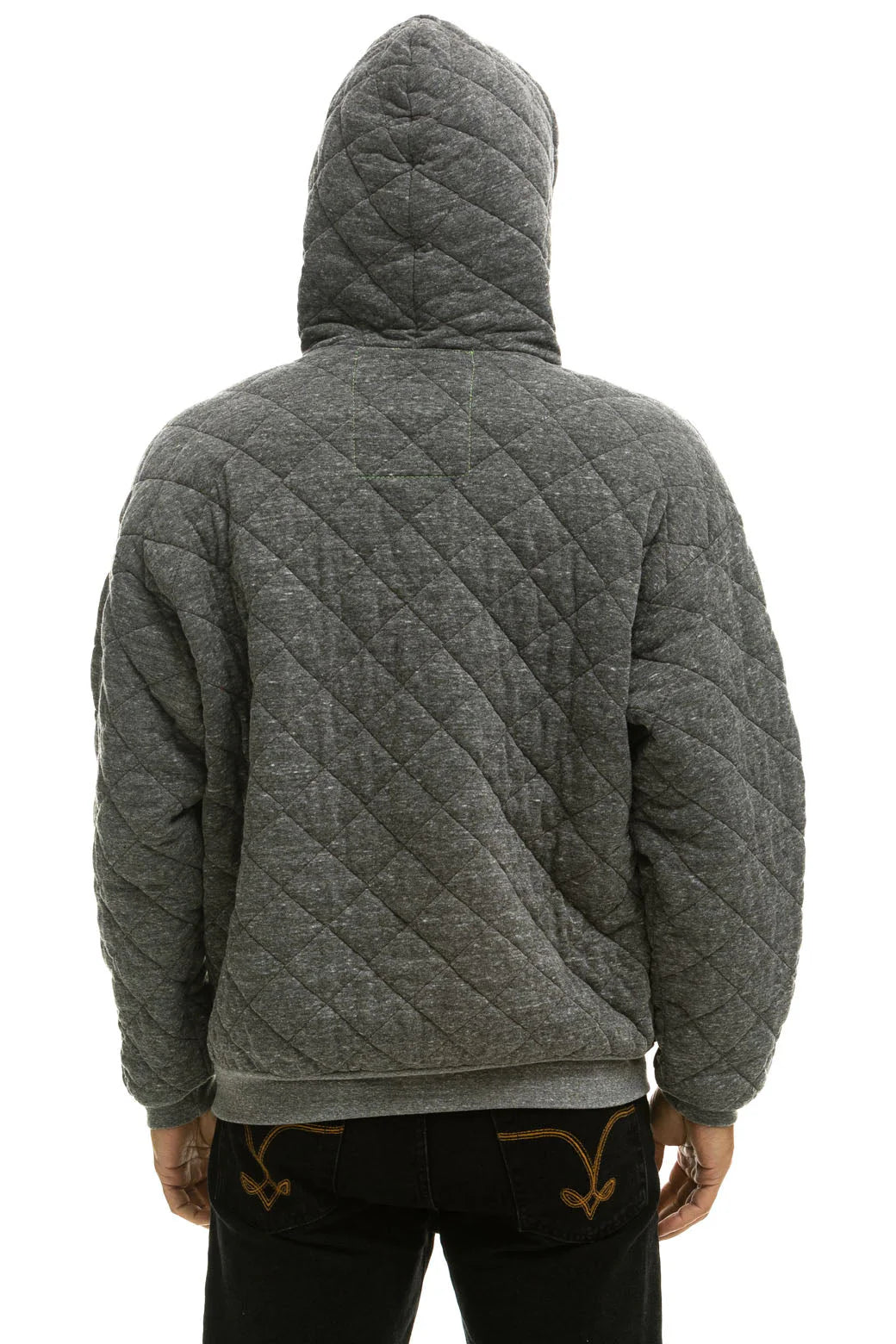 Aviator Nation Quilted Relaxed Pullover Hoodie - Heather Grey