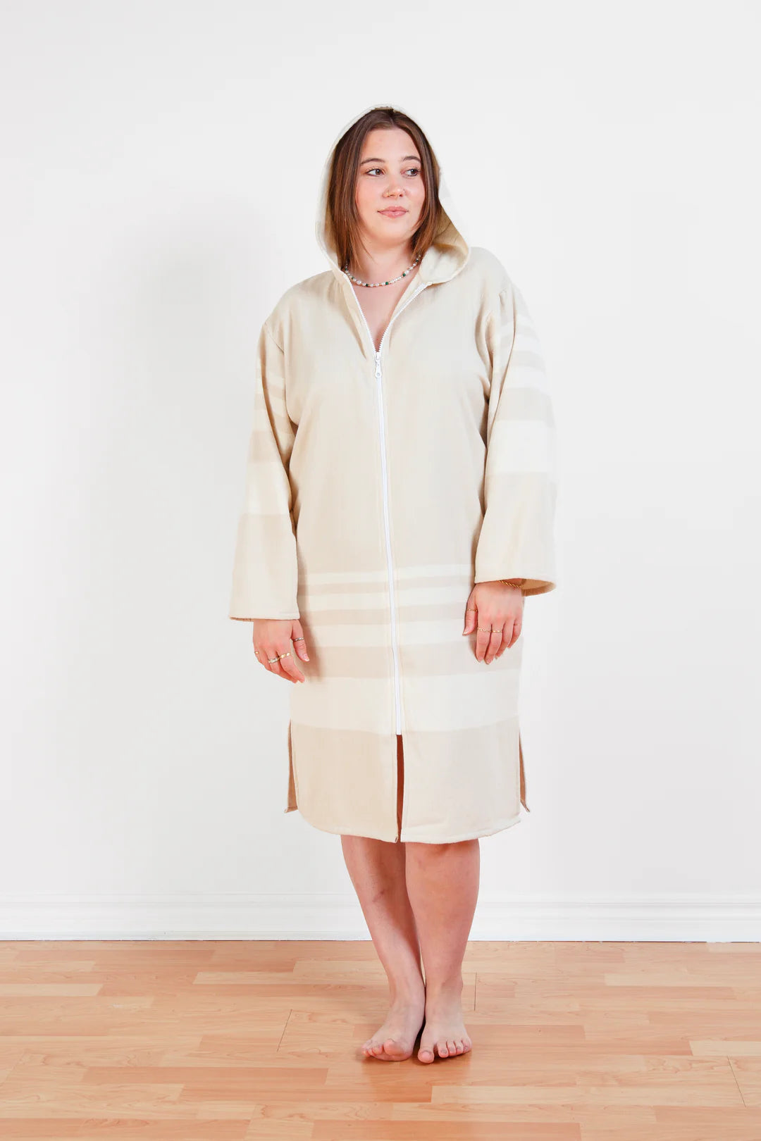 Tofino Towel The Gale Unisex Terry Zip Poncho - Beige