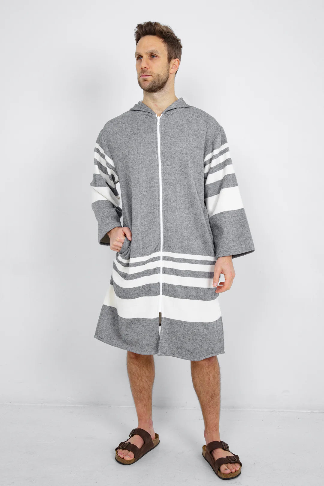 Tofino Towel The Gale Unisex Terry Zip Poncho - Grey